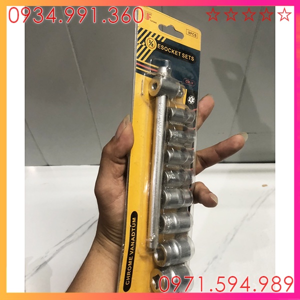 Bộ khẩu E 3/8 inch - 9 chi tiêt. Nhật Bản. Chuyên mở động cơ máy, động cơ ô tô. Hợp kim carbon CRV siêu bền.