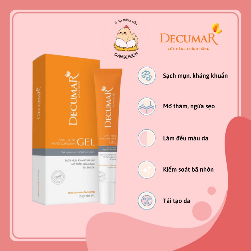 Gel ngừa mụn Nano Nghệ Decumar Advanced 20g