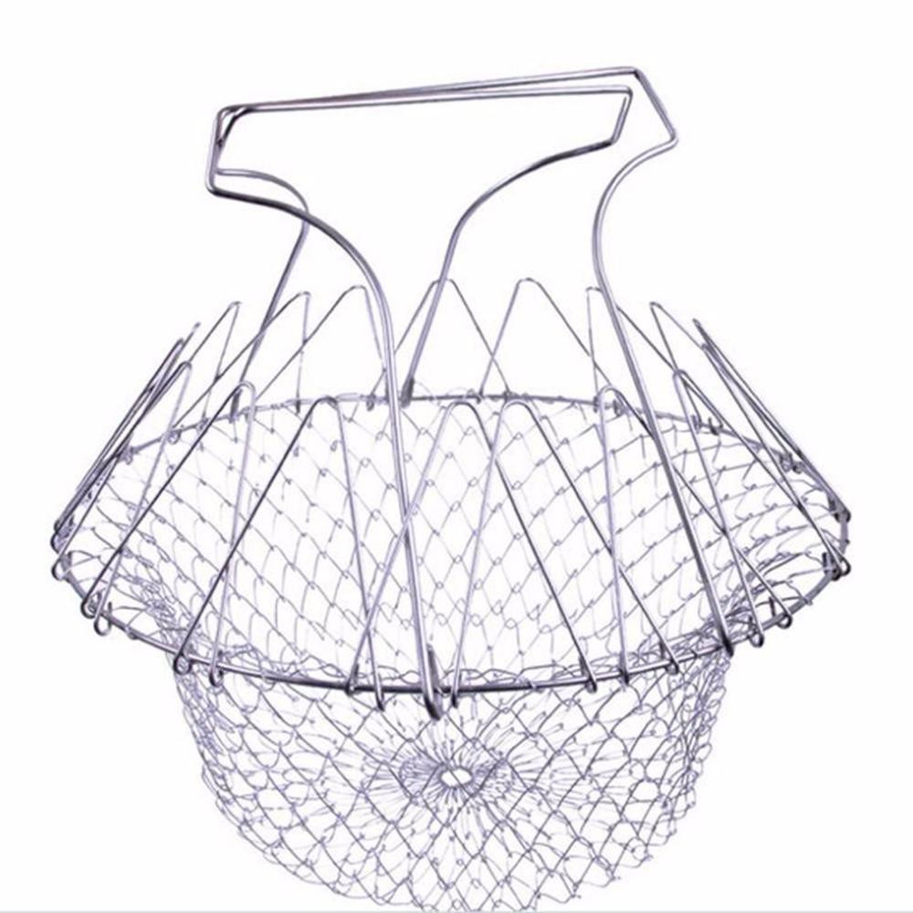 Giỏ lưới inox chiên thực phẩm gấp gọn được cao cấp