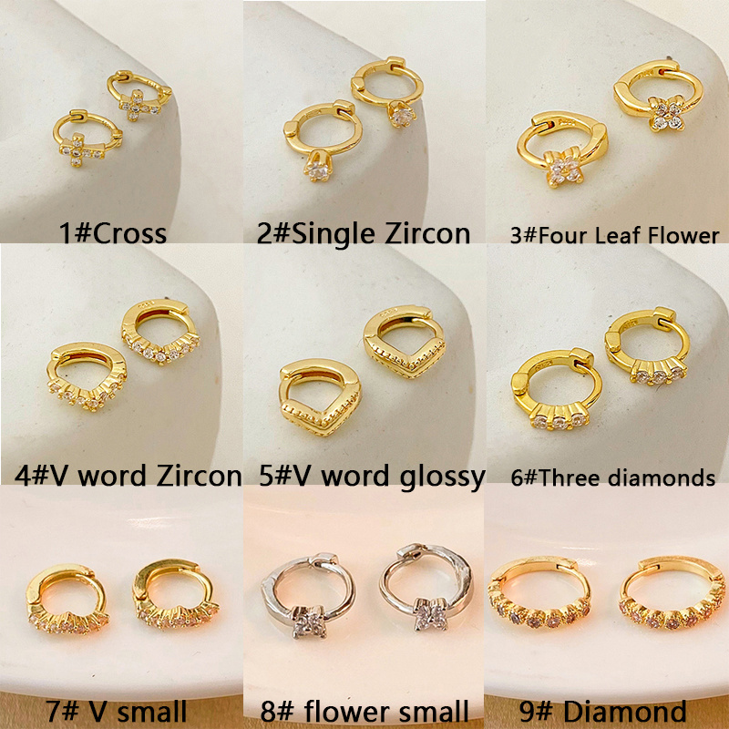 Khuyên Tai Tròn Mạ Vàng 14k Đính Đá Zircon