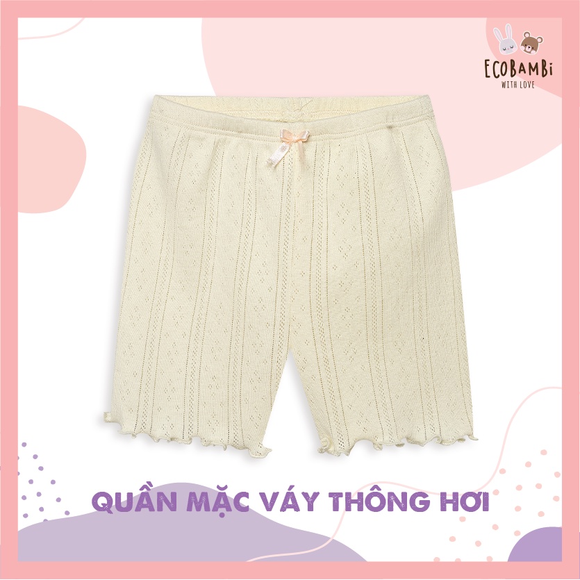 Quần lót boxer thông hơi, bảo hộ mặc váy, chống cuộn, shorts ngủ kiểu dệt Jacquard bé gái Ecobambi