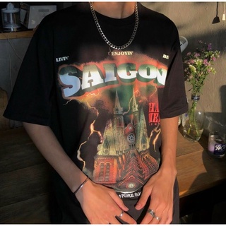 Áo thun Hades SAIGON SPIRIT BLACK nam nữ áo thun tay lỡ hades sài gòn Full tag