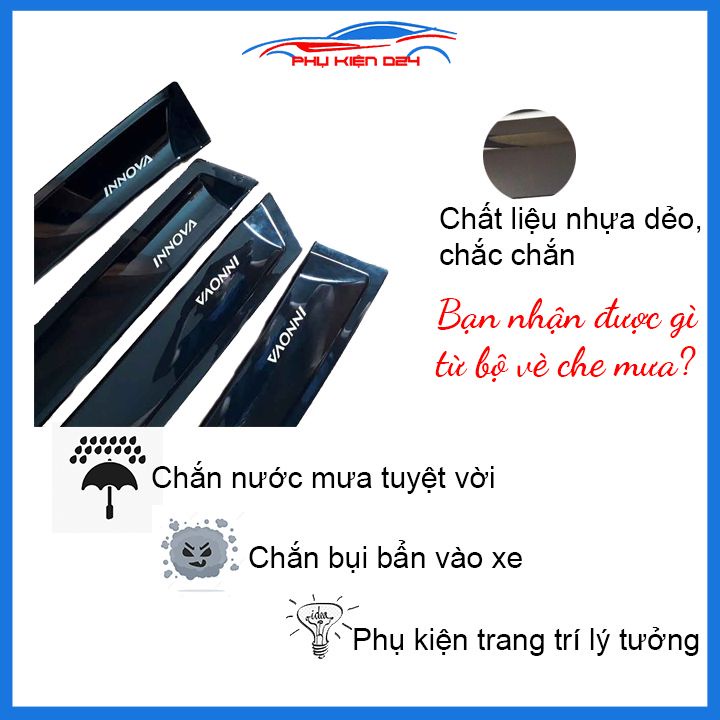 Vè mưa Innova 2006-2007-2008-2009-2011-2012-2013-2014-2015 vè đen che mưa bảo vệ trang trí xe