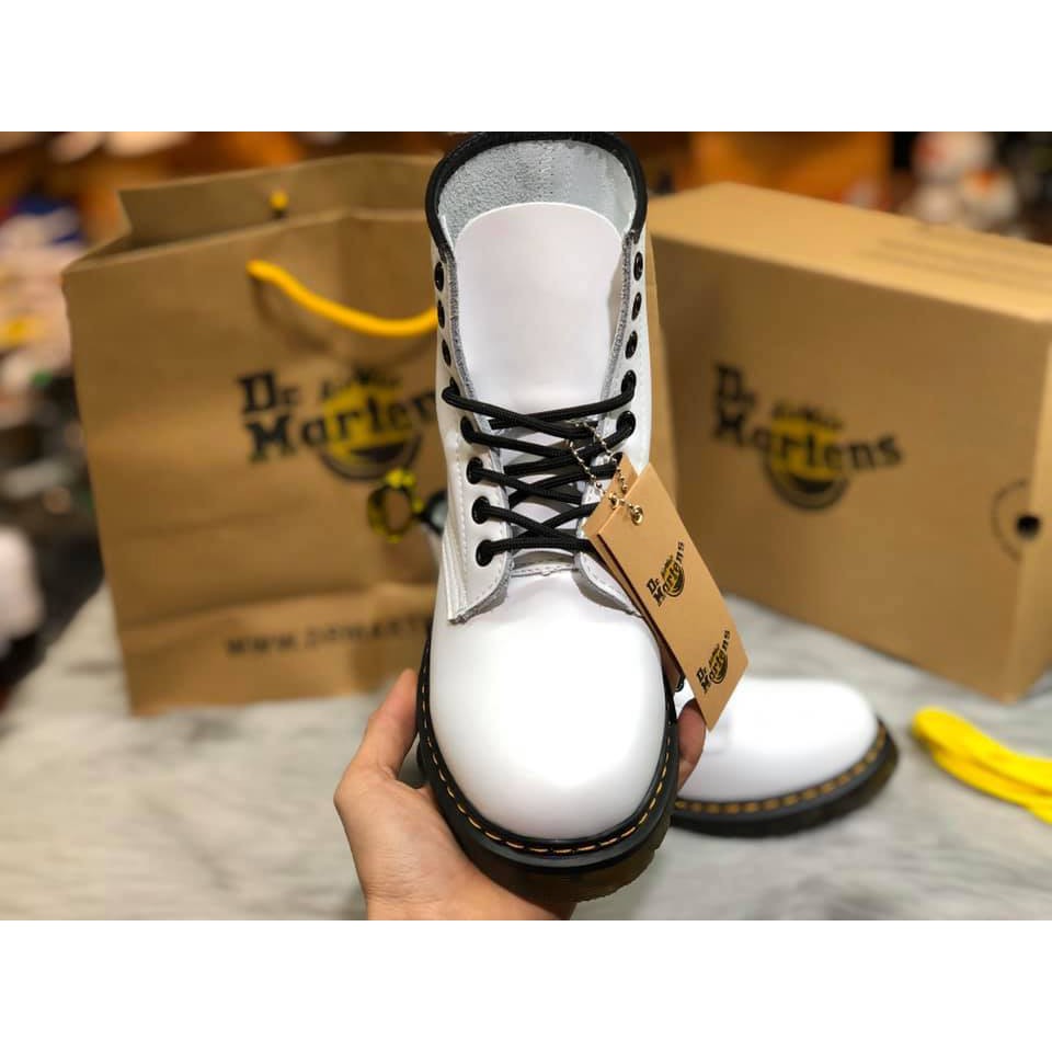 Giày boot (bốt) Da nữ Dr Martens cổ cao màu trắng da siêu mềm đẹp chuẩn cao cấp => 1.1 [GIÁ RẺ SẬP SÀN]