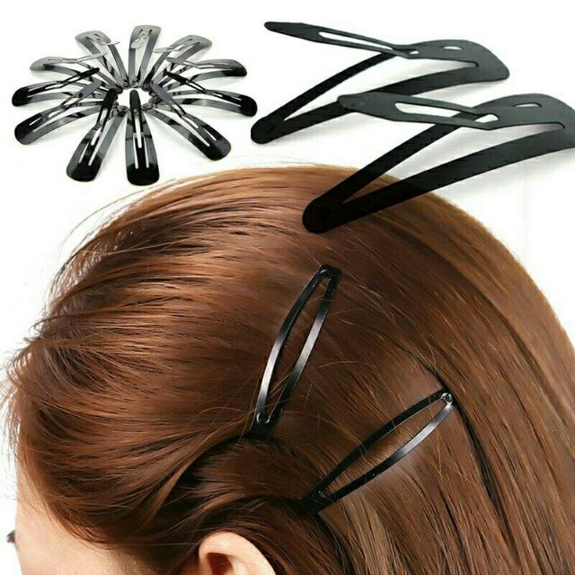 Kẹp mái trơn màu đen (1 cặp)
