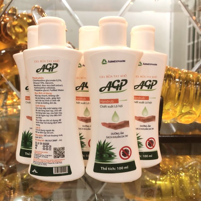 Gel rửa tay khô diệt khuẩn AGP chiết xuất lô hội 100ml (cty dược agimexpharm)