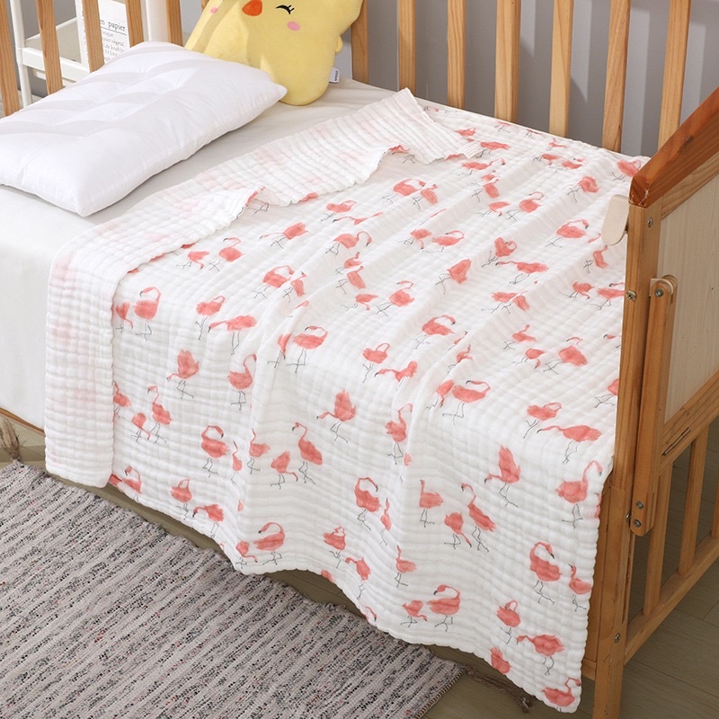 Khăn tắm xô 6 lớp cotton siêu mềm hoạ tiết xinh xắn, có thể làm chăn, ủ kén cho bé 110*110cm - Lalababy68