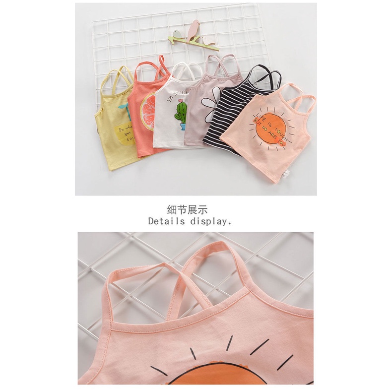 Áo Thun Cotton Không Tay Thời Trang Mùa Hè Phong Cách Hàn Quốc Cho Bé Gái 0-1-3-4 Tuổi