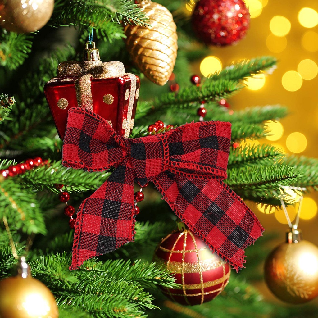 Ruy băng thắt nơ trang trí cây thông Noel Giáng Sinh gói quà Decor