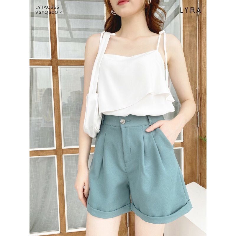 Quần sooc nữ đóng cúc kéo khóa,quần short đùi cạp chun sau dáng chữ A gập gấu,4 màu siêu hot trend