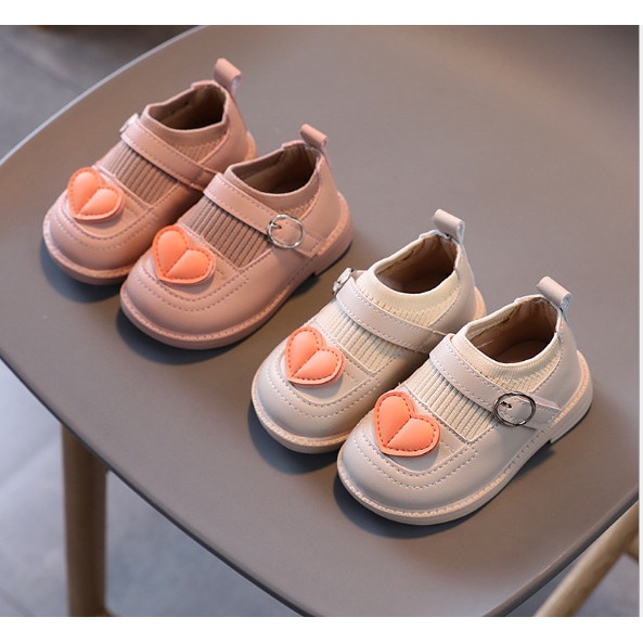 Giày cổ chun gắn nơ Tim siêu mềm cho bé gái [Mẫu Mới]