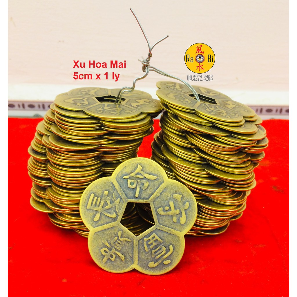 Đồng Tiền Xu Hoa Mai Chiêu Tài Tấn Bảo - Vật Phẩm Đồng Phong Thủy May Mắn