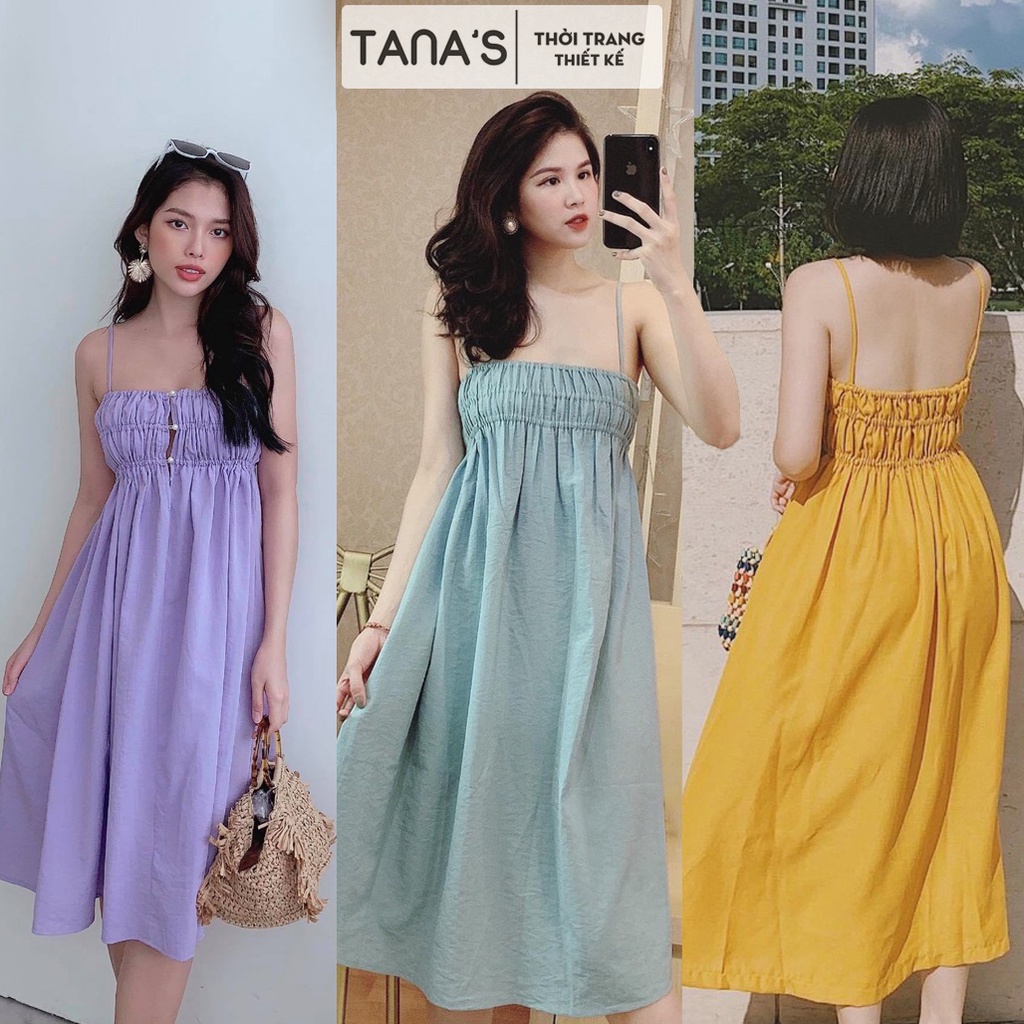 Đầm 2 dây nhún ngực nhiêu màu siêu xinh, Đầm BabyDoll