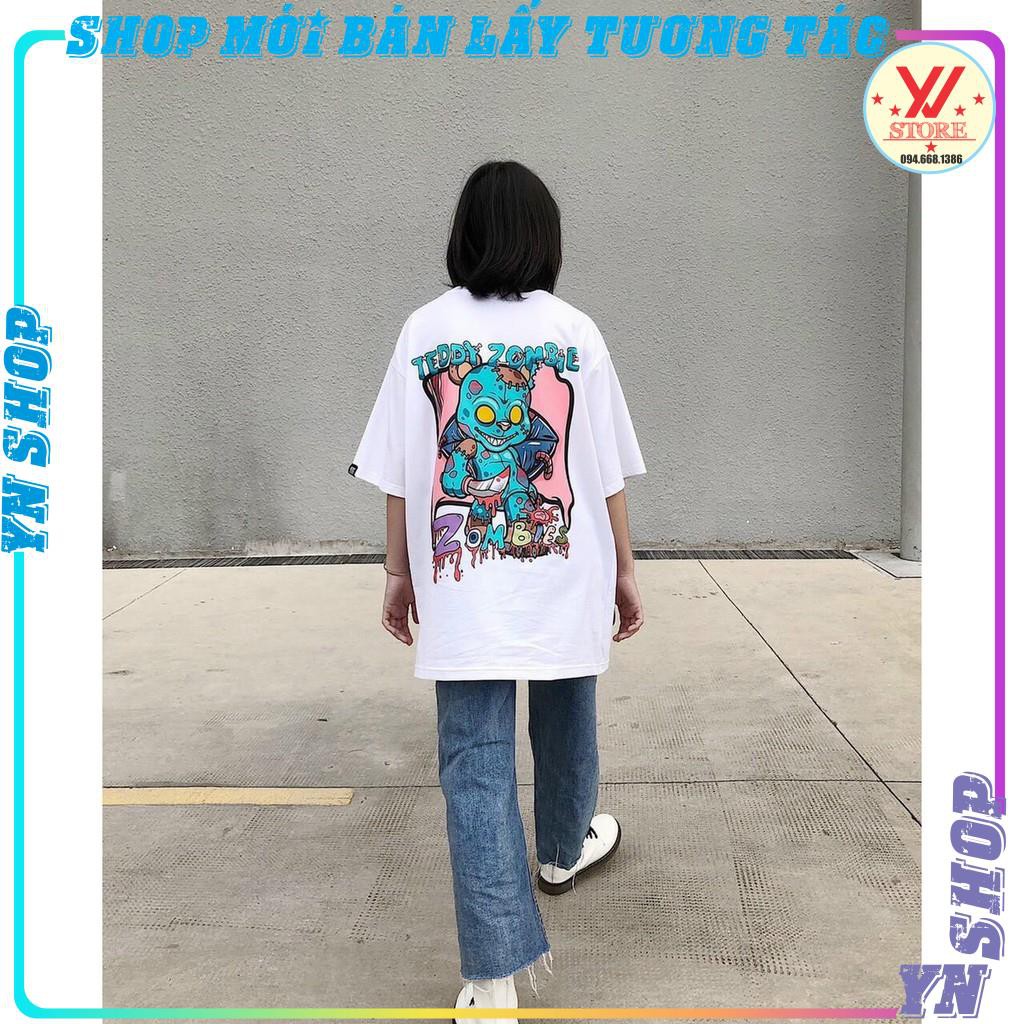 Áo Thun Tay Lỡ Unisex - Áo phông Nam Nữ Form Rộng TEDDY ZOMBILE 2 Màu Siêu Hot - YNSHOP