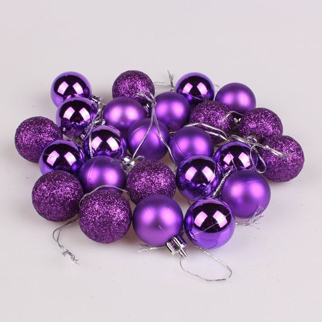 Noel -  12 Trái châu 2cm, 10 trái 3cm, 6 trái 4 cm trang trí Giáng sinh