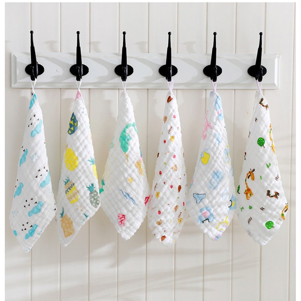 Set 5 khăn xô sữa sợi tre đa năng siêu mềm, họa tiết đáng yêu 6 lớp 30x30cm cho bé yêu