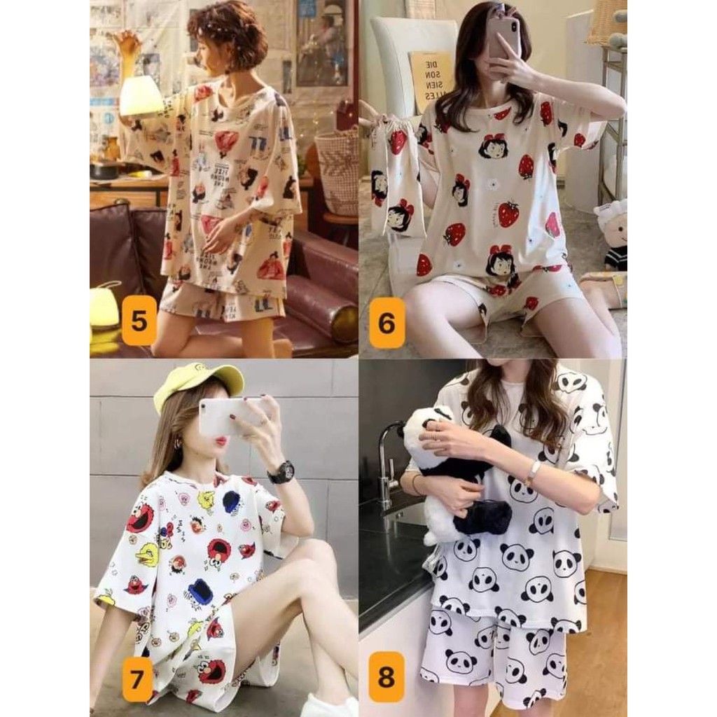 Bộ Đồ Ngủ Nữ Cotton Thun Cộc Tay, Bộ Mặc Nhà Chất Mát Cho Mùa Hè Quần Cộc Áo Cộc