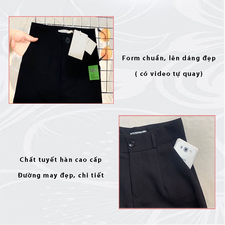 Quần ống rộng nữ MIN19 quần cullotes ống rộng lưng cao cạp cao dáng suông bigsize màu đen thời trang Hàn Quốc