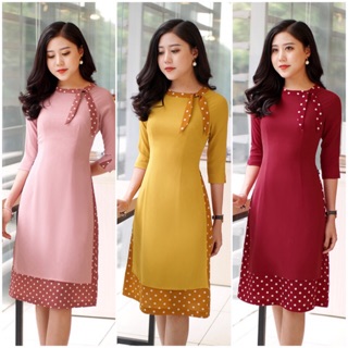 Đầm giả áo dài nơ cổ V271