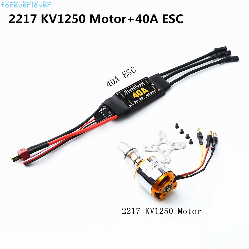 Động Cơ Không Chổi Than A2217 1250kv 40a Esc Với Đầu Cắm 3.5mm Cho Máy Bay Điều Khiển Từ Xa