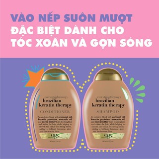 Dầu gội OGX Ever straightening + brazilian keratin therapy (dành cho tóc xoăn)