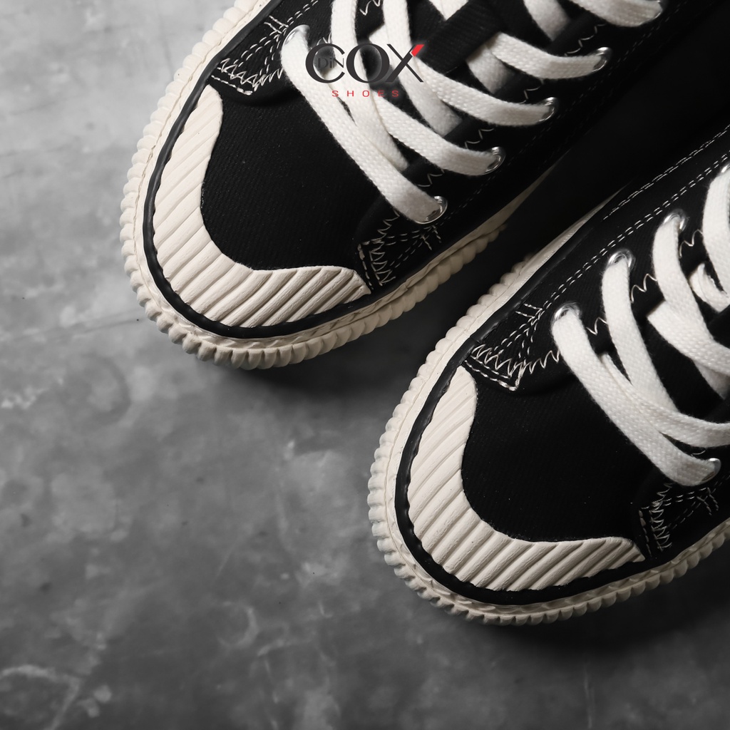 Giày Sục Đạp Gót Mules Vải Sneaker Unisex Tăng Chiều Cao 4cm DINCOX E10 Black