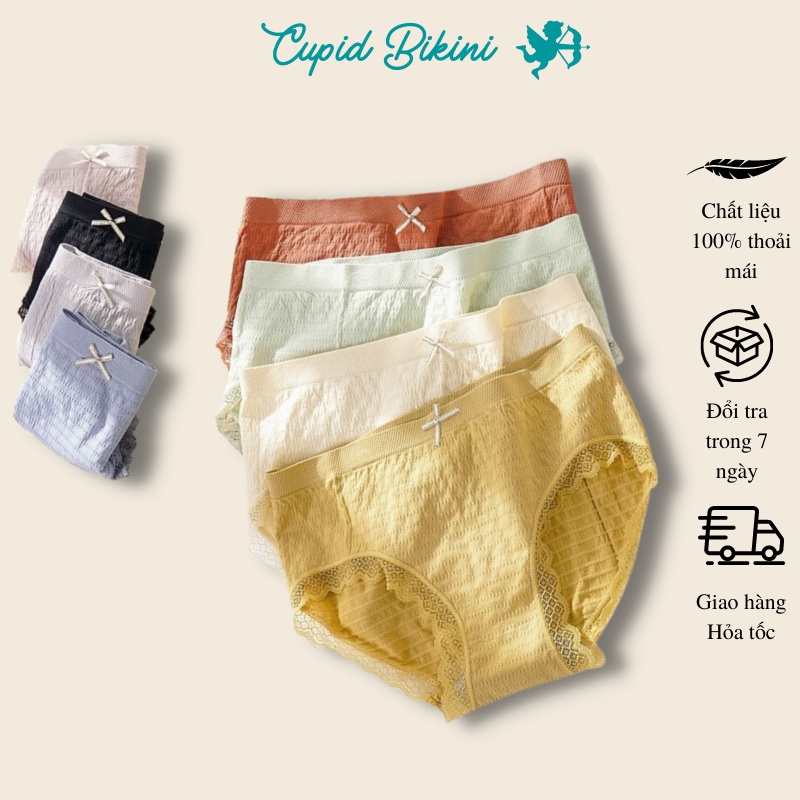 Quần lót nữ cotton trơn kháng khuẩn cạp cao đẹp dễ thương mềm mại Cupid bikini