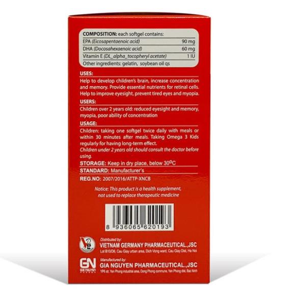 Dầu cá Omega 3 Kids – Hỗ trợ phát triển não bộ, giúp mắt sáng (Lọ 60 viên)