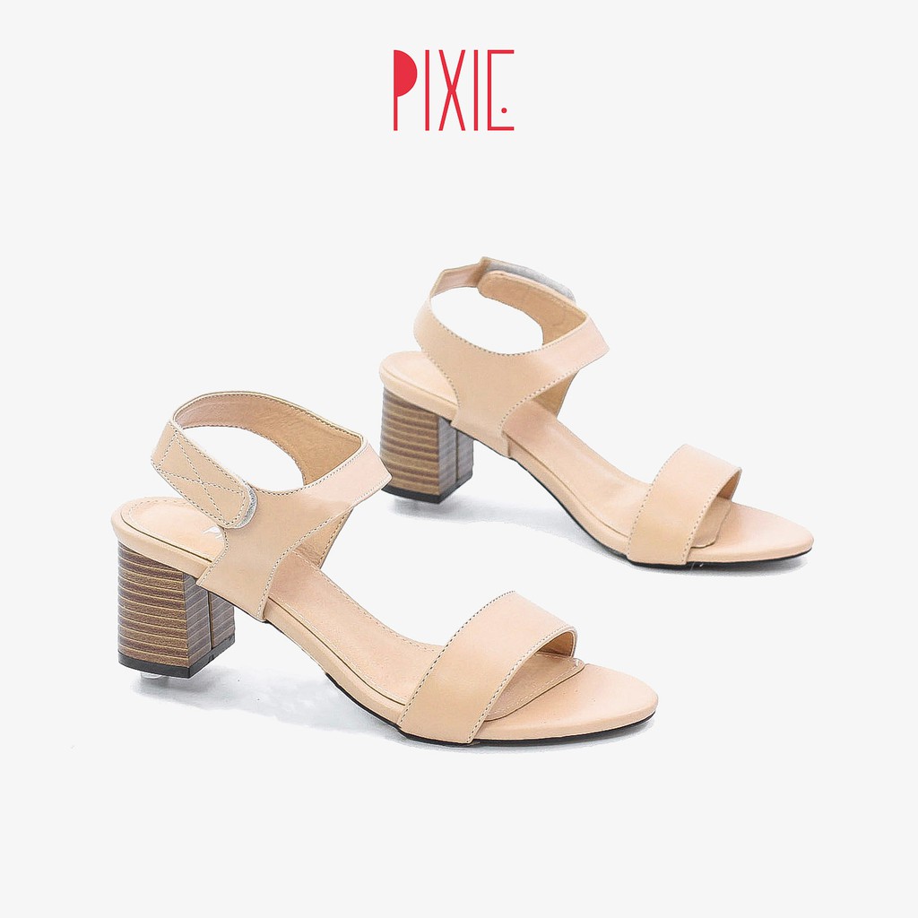 Giày Sandal Cao Gót 5cm Quai Dán Đế Gỗ Pixie 5245