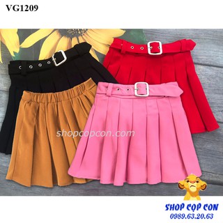 Chân váy bé gái xếp ly thắt lưng giả nịt (26-38kg)