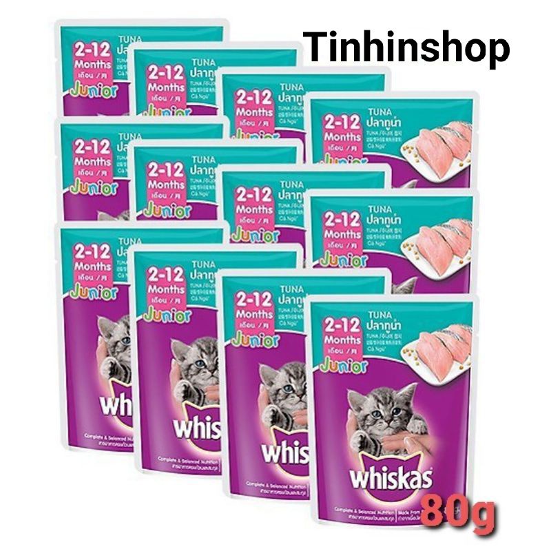 [Mã PET50K giảm Giảm 10% - Tối đa 50K đơn từ 250K] Pate Mèo con, mèo lớn Whiskas 80g thức ăn dinh dưỡng cho mèo