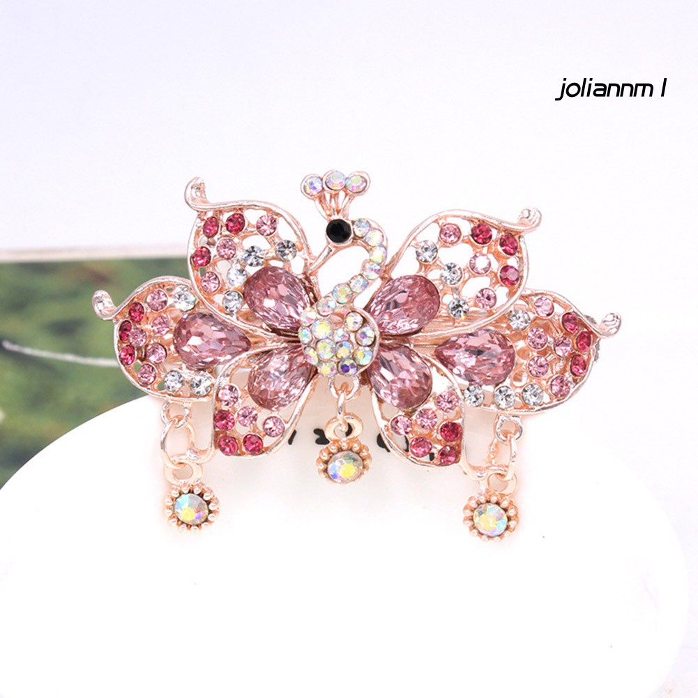 Kẹp tóc thiết kế hình bướm/con công/hoa đính đá sang trọng cho nữ