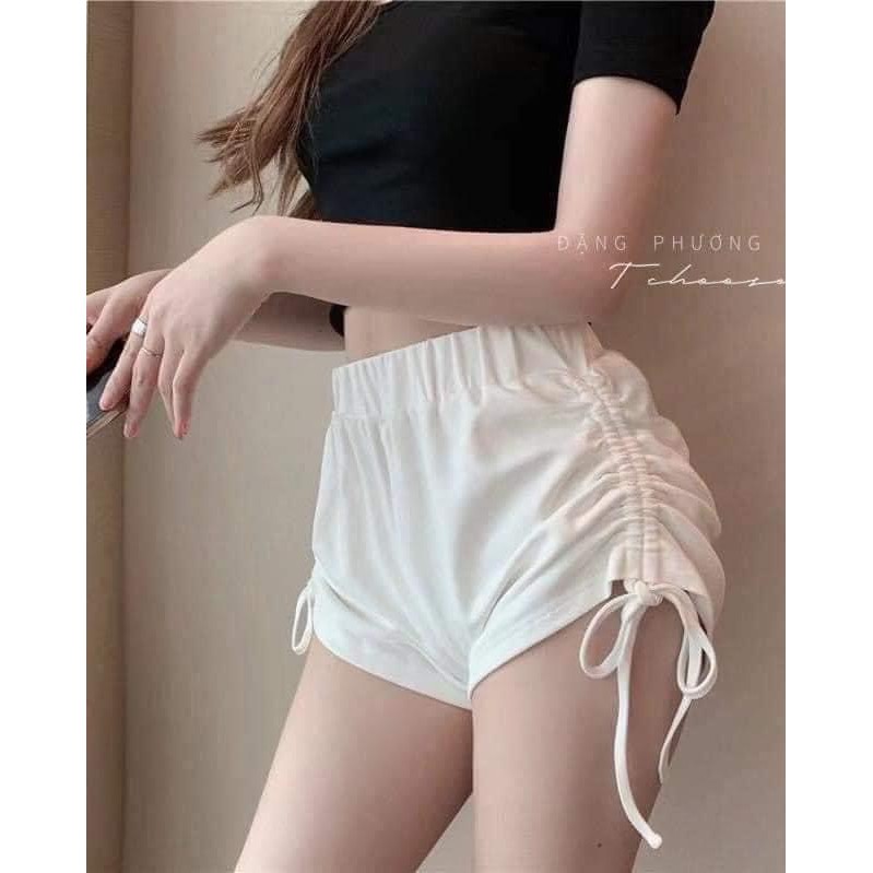 Quần Short Nữ Dây Rút Hông 🦋 Quần Đùi Nữ Cạp Chun Vải Thun 2 Màu 🦋