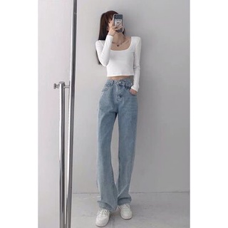 Quần Jeans ống sớ cạp chéo cá tính