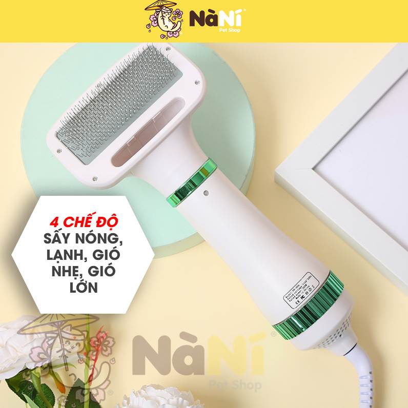 Máy sấy lông chuyên dụng chó mèo, thú cưng, tích hợp lược kim chải lông cho pet - Sấy khô nhanh từ 10p - Nà Ní Pet Shop