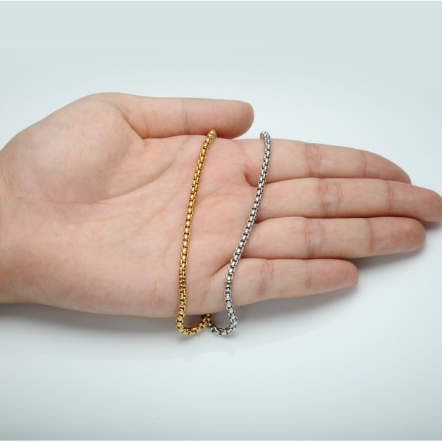 Dây chuyền inox nam 2mm bông dừa khít đẹp