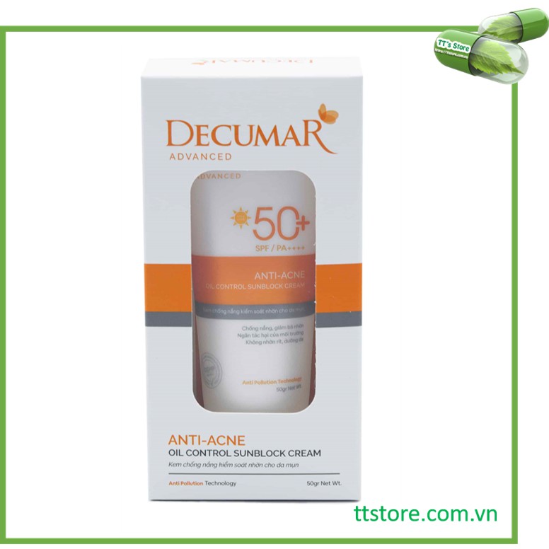 [New_Decumar Advanced] Kem chống nắng kiểm soát nhờn cho da mụn, ngừa mụn (Chai 50g)[Decuma, dercuma, dercumar sunblock]