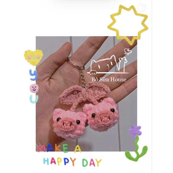 Móc khoá con heo handmade