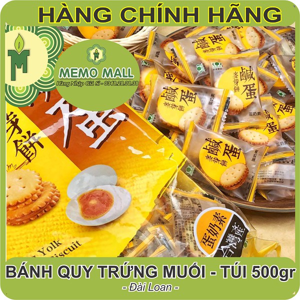 [DATE MỚI-TÚI 500GR] Bánh quy trứng muối ĐÀI LOAN KẸP MẠCH NHA tuyệt ngon