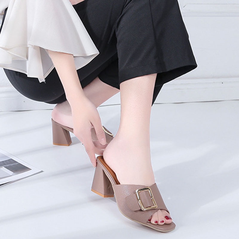 Dép cao gót IELGY hở mũi có khóa thời trang thanh lịch cho nữ