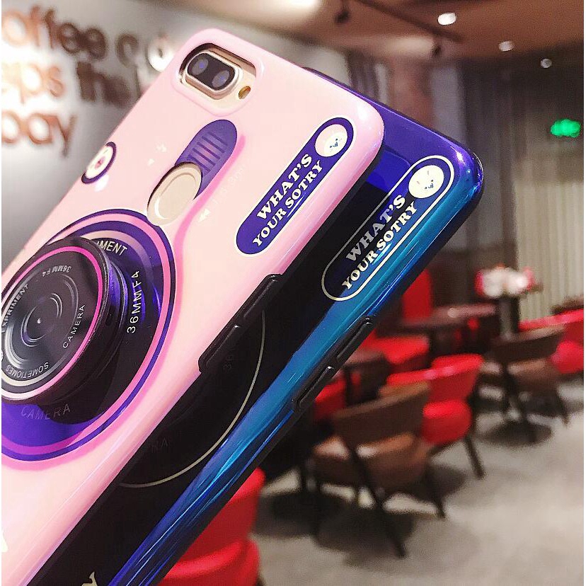 Ốp Lưng Mềm Có Giá Đỡ Hình Camera Cho Oppo R17 Pro R15X R15 R9 R9S R11 R11S F1 F3 Plus K1