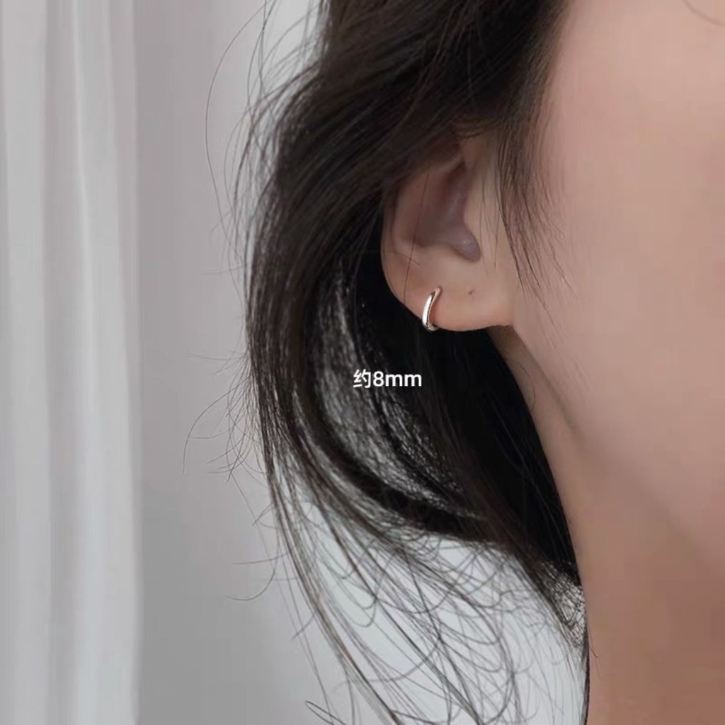 Khuyên Tai Tròn Mạ Vàng Bạc 6mm / 8mm / 10mm Thời Trang Cho Nữ