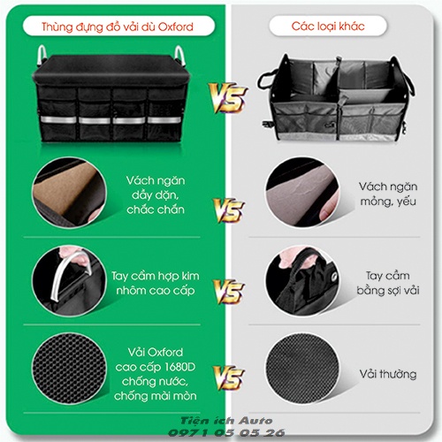 Thùng đựng đồ đa năng vải dù Oxford 1680D cao cấp xếp gọn, gấp gọn - Nhập khẩu chính hãng | tienich_auto