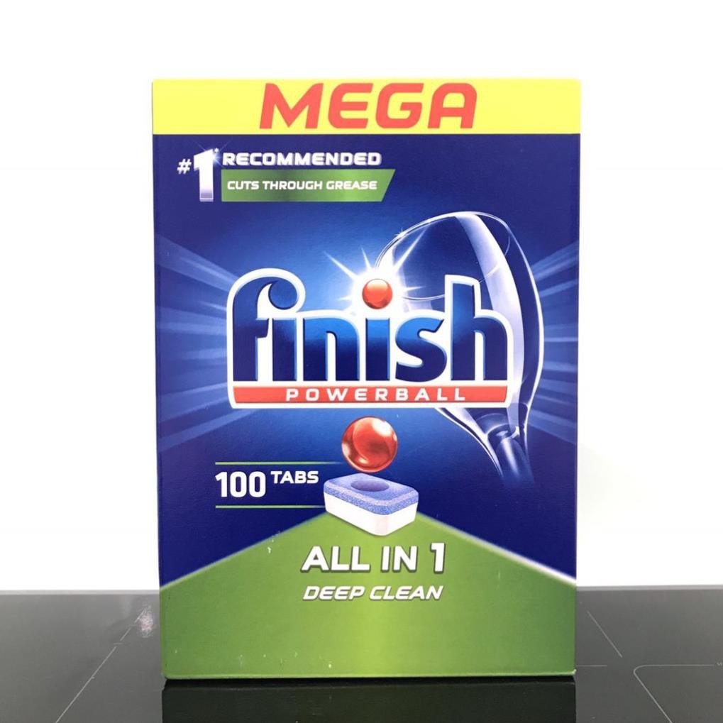 [CHÍNH HÃNG] Viên rửa chén bát Finish All In 1 cho máy rửa bát 100 viên/hộp MEGA ALL IN 1