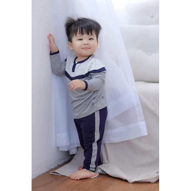 Bộ dài tay bé trai mỏng mát mặc hè thu, điều hoà bon99 BT13721- Puppy House