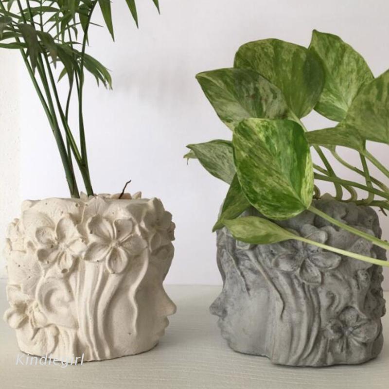 Khuôn silicone tạo hình làm chậu hoa hình cô gái 3D DIY