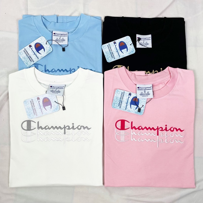 Áo thun tay lỡ Champion 3 Line phông thời trang unisex nam nữ oversize form rộng Tee Club