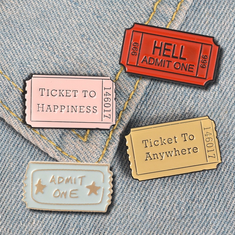 Huy Hiệu Cài Áo Hình Vé Máy Bay Màu Đỏ Đen Ngộ Nghĩnh