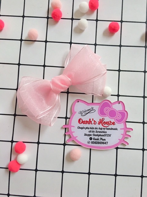 Kẹp nơ voan nhũ 2 tầng không đuôi