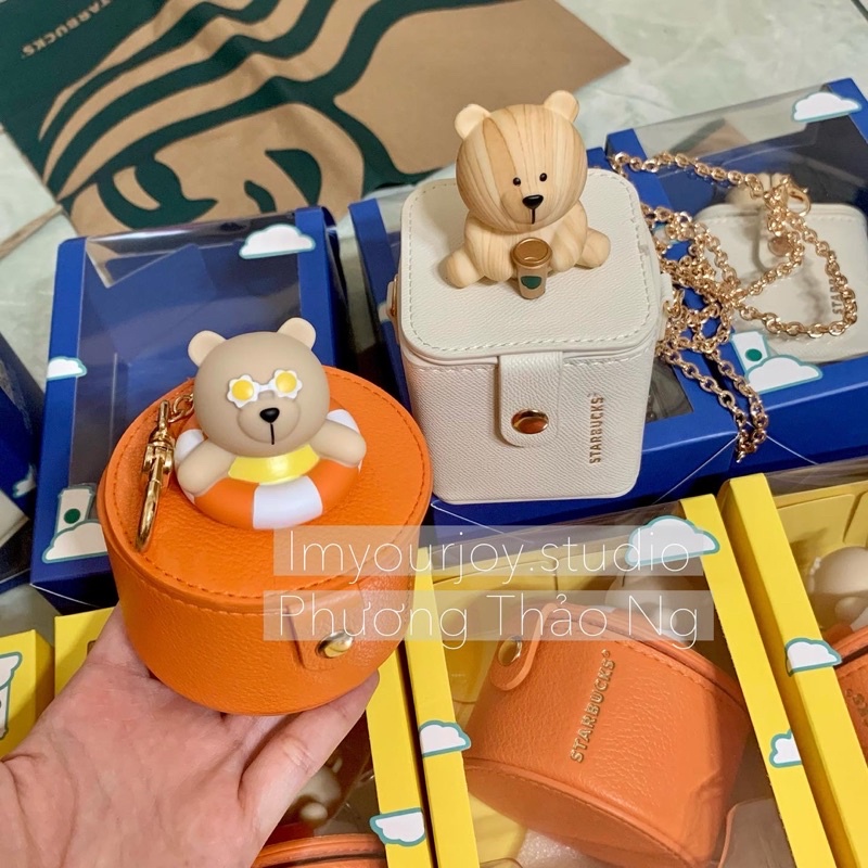 Ảnh Thật Túi đeo và túi treo nhỏ Starbucks hoạt tiết gấu dễ thương, màu thumbnail